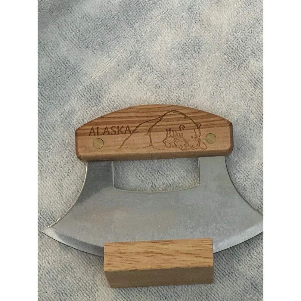 Ulu Factory Alaska Ulu Knife & Hardwood Cutting Board Set w/ Box Anchorage
